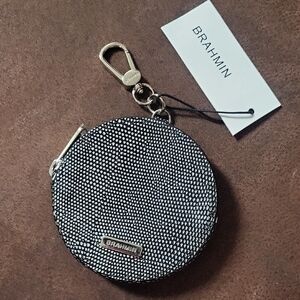 Brahmin Black Circle Coin Purse Fob